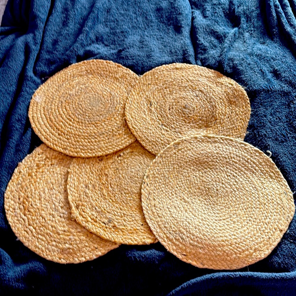 Set of 5 placemats burlap light brown